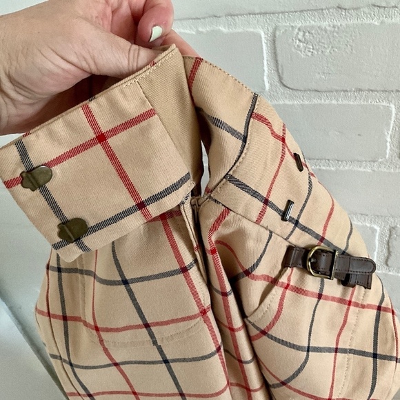 Vintage Y2K Women’s Trouser Pants Beige/tan/navy plaid Flare High rise size 8 - Picture 7 of 11